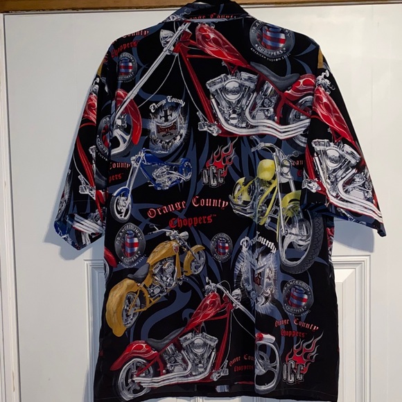 Orange County Choppers Men's Black Graphic Button Down Shirt ❤️ - Picture 2 of 5